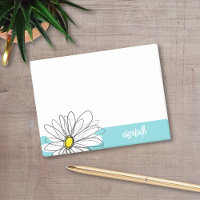 Aqua and Yellow Whimsical Daisy Custom Text