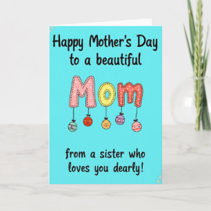 Aqua Applique Mothers Day Card