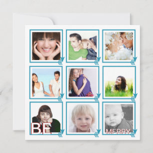Aqua Arrows Photo Collage Holiday Cards