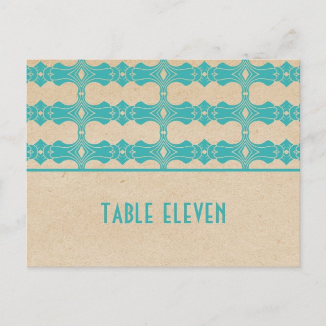 Aqua Art Deco Border Table Number Postcard (Front)