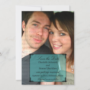 Aqua Art Deco Frame Save the Date Invite
