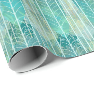 Aqua Art Deco Scene with Echoes of Gatsby Wrapping Paper