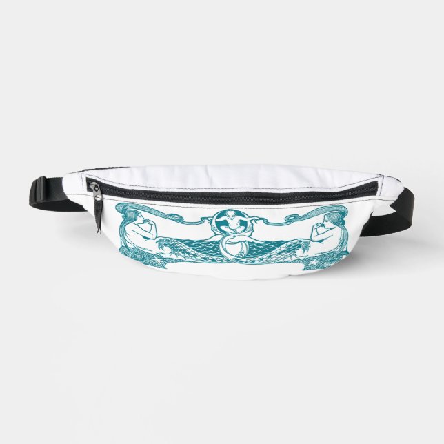 Aqua Art Nouveau Mermaids Bum Bags (Front)
