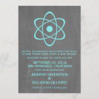 Aqua Atomic Chalkboard Save the Date Invite