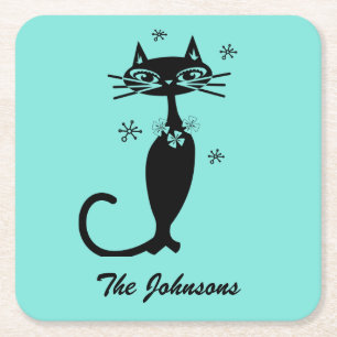 Aqua Atomic Retro Cat Drink Coasters