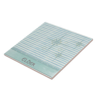 Aqua Atomic Star Mid-Century Mod Ceramic Tile