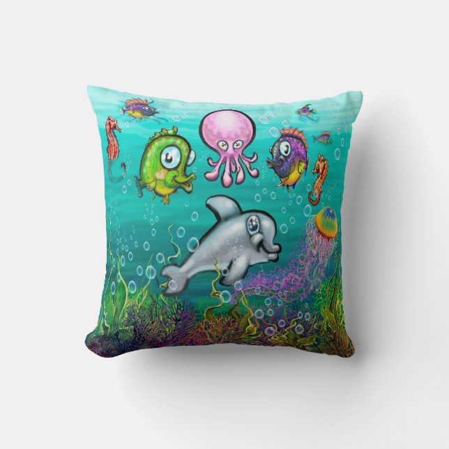 Aqua Babies Throw Pillow (Front)