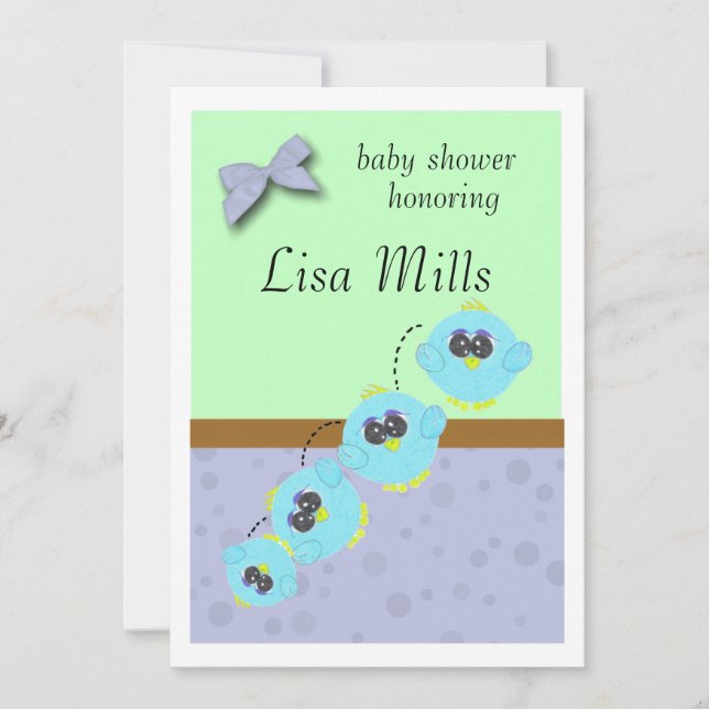 Aqua Baby Bird Invitation (Front)