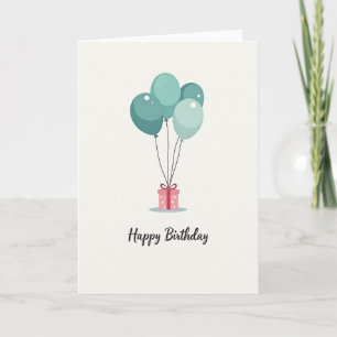 Aqua Balloons Birthday Card