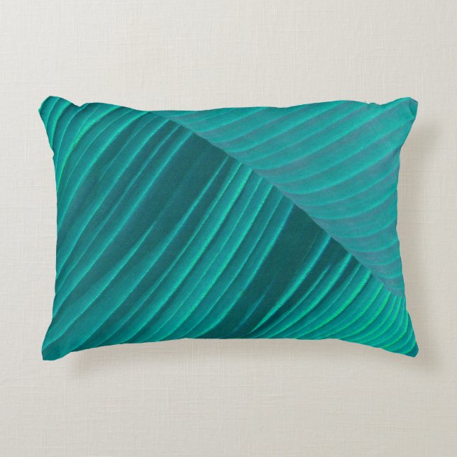 Aqua Banana Leaf Decorative Cushion (Front)