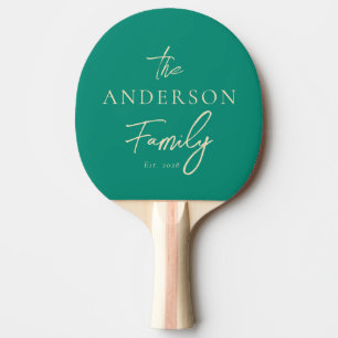 Aqua Beach Breeze Hand Written Family Name Ping Pong Paddle