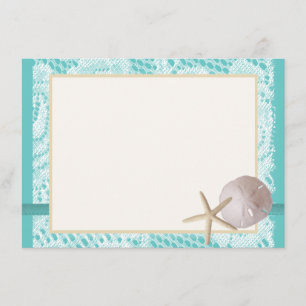 Aqua Beach Lace Sand Dollar Thank You Card