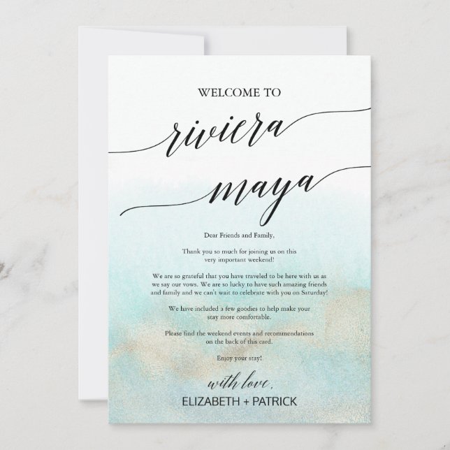 Aqua Beach Riviera Maya Welcome Letter & Itinerary (Front)