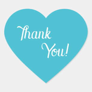 Aqua Beach Wedding Heartshape Thank You Stickers  