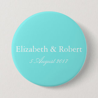 Aqua Belle Aqua Blue and White Text Wedding 7.5 Cm Round Badge