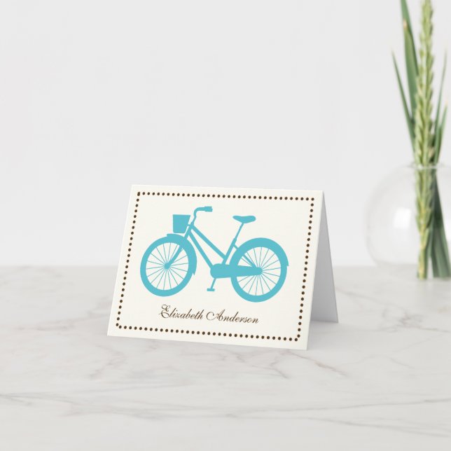 Aqua Bicycle Folded Note Cards (Front)