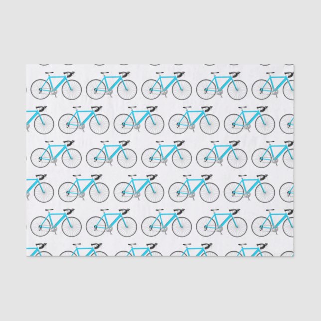 Aqua Bicycle on White Tissue Paper (Front)