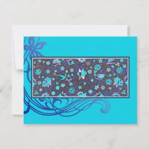 Aqua Bird Flourish Indian Wedding Invitation RSVP