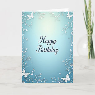 Aqua Birthday Filigree Card