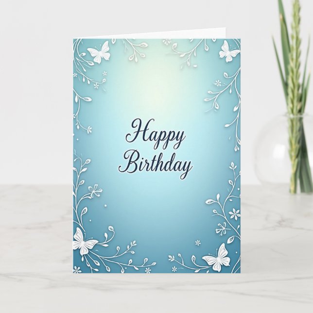 Aqua Birthday Filigree Card (Front)