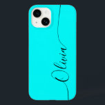 Aqua Black Elegant Calligraphy Script Name Case-Mate iPhone 14 Case<br><div class="desc">Aqua Elegant Black Calligraphy Script Custom Personalised Name iPhone 14 Smart Phone Cases features a modern and trendy simple and stylish design with your personalised name in elegant hand written calligraphy script typography on an aqua background. Designed by ©Evco Studio www.zazzle.com/store/evcostudio</div>