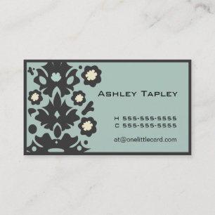 Aqua & Black Flower Power Business Card