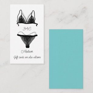 Aqua Black Lingerie Size Oh la la Bridal Shower   Enclosure Card