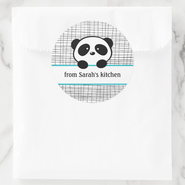 Aqua Black Panda Bear Baking and Canning Classic Round Sticker (Bag)