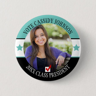 Aqua & Black School Election Student Body Vote 6 Cm Round Badge