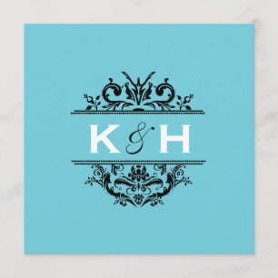 Aqua & Black Square Crest Invite