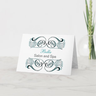 aqua black & white Chic Business Thank You Cards