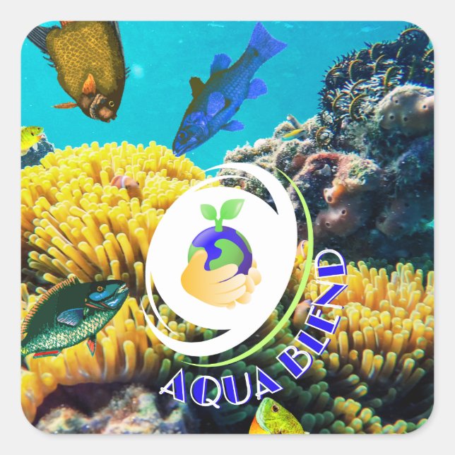 Aqua Blend Square Sticker (Front)