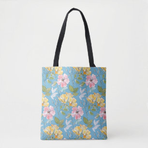Aqua Bloom Watercolor Tote Bag