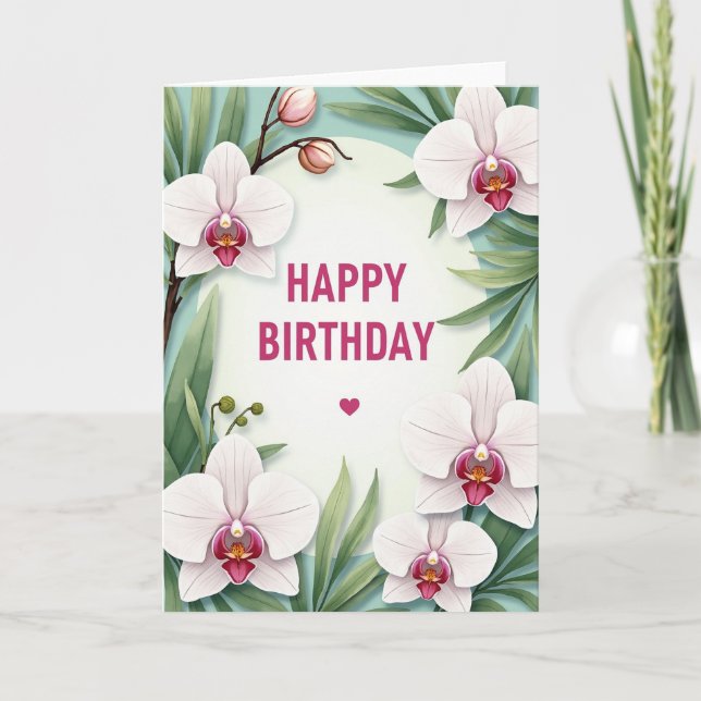 Aqua Blossom Birthday Card (Front)