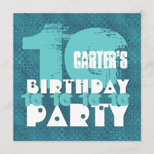 AQUA BLUE 10th Birthday Party 10 Year Old V02A9 Invitation