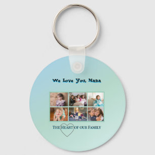 Aqua Blue 6-Photo Nana Tribute Key Ring