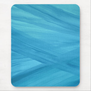 Aqua Blue Abstract Lines Brushstrokes Pattern Mouse Pad