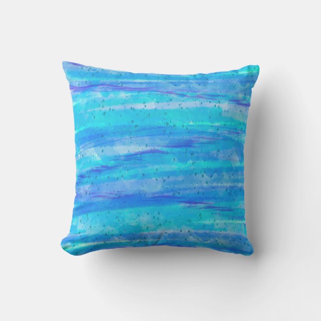 Aqua Blue Abstract Waves   Cushion (Front)