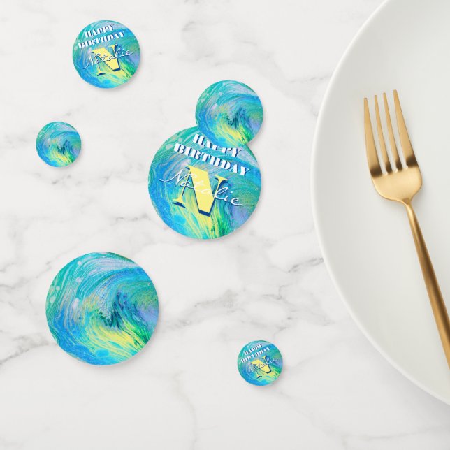 Aqua Blue Acrylic Flow Art Confetti (Group)