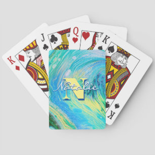 Aqua Blue Acrylic Flow Art Playing Cards