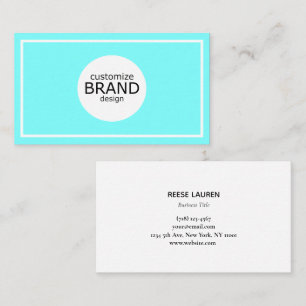 Aqua Blue Add Your Logo Simple Professional Business Card