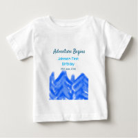 Aqua blue Adventure begins 1st birthday mountain d