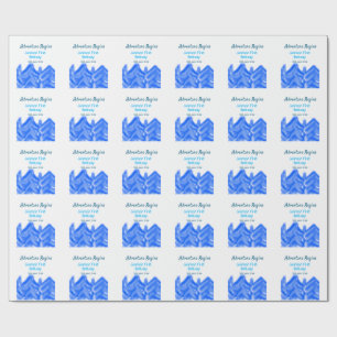 Aqua blue Adventure begins 1st birthday mountain d Wrapping Paper