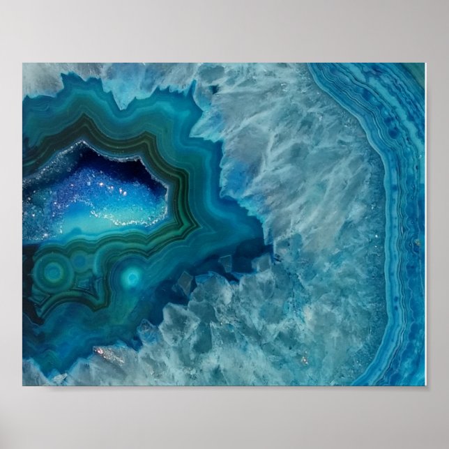 Aqua Blue Agate Crystal Geode Night Light Poster (Front)