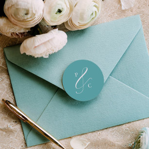 Aqua Blue Ampersand Monogram Envelope Seals