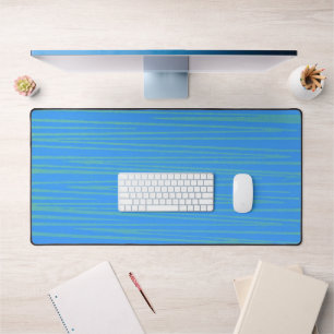 Aqua Blue and Green 70's Style Stripe Desk Mat Pad
