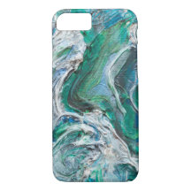 Aqua, blue and green abstract art iPhone case