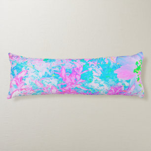 Aqua Blue and Hot Pink Hydrangea Landscape Body Cushion
