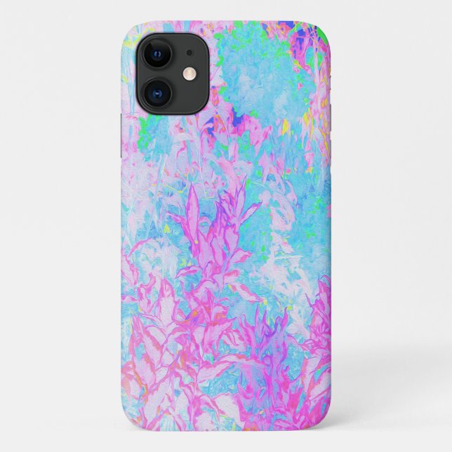Aqua Blue and Hot Pink Hydrangea Landscape Case-Mate iPhone Case (Back)