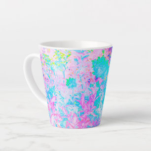 Aqua Blue and Hot Pink Hydrangea Landscape Latte Mug